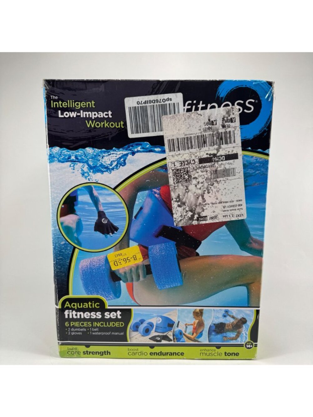 Aqua Fitness Set Aquatic Swim Belt Resistance Gloves Dumbbells Workout - Picture 3 of 6